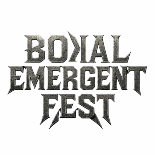 Logo officiel du Bokal Emergent Fest, festival rock et métal, version fond transparent avec effet relief et K inversé