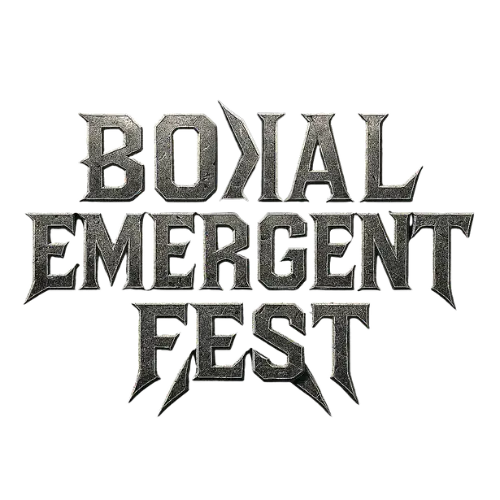 Logo officiel du Bokal Emergent Fest, festival rock et métal, version fond transparent avec effet relief et K inversé