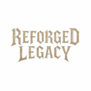 Logo du groupe Reforged Legacy en typographie métal sur fond transparent